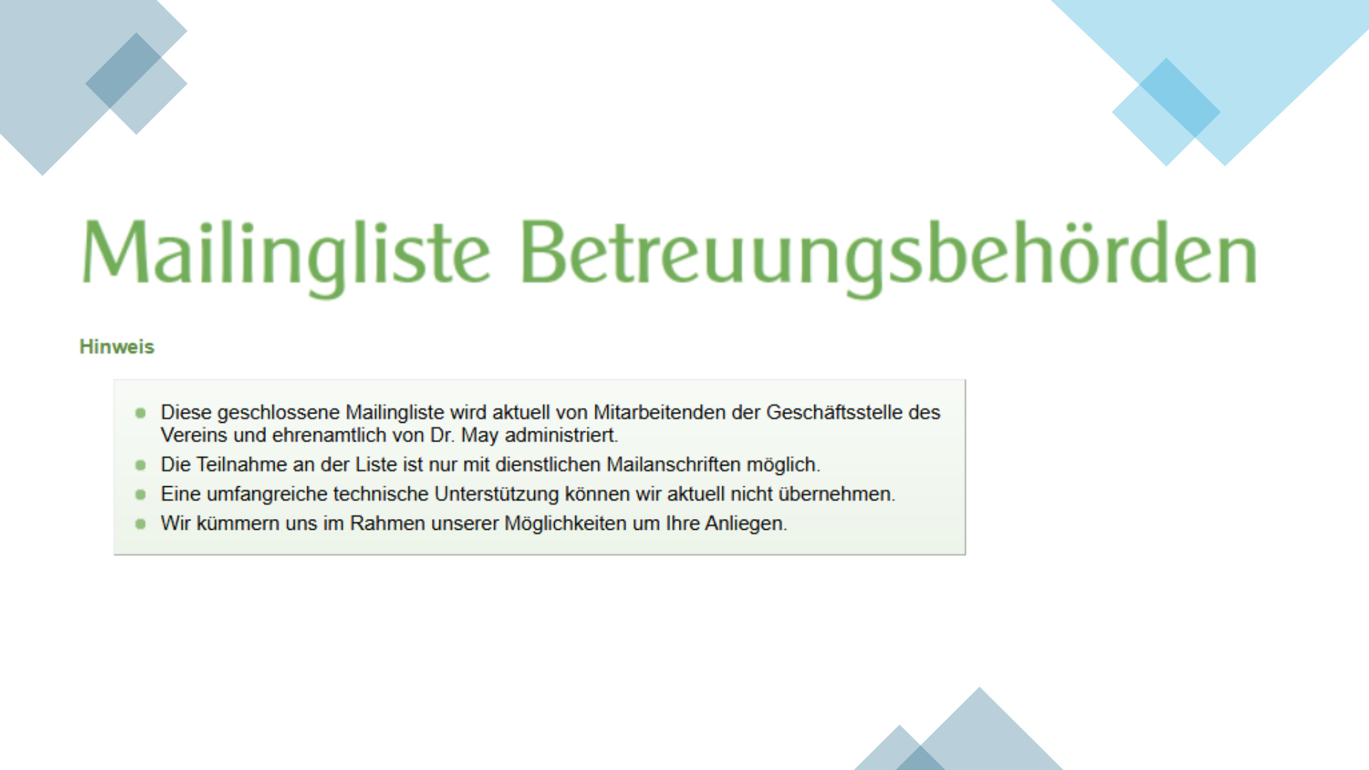 Pick Maillingliste für Betreuungsbehörden S.3